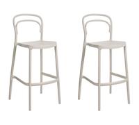 Beliani Set Of 2 Garden Bar Chairs Porano Beige