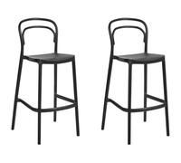 Beliani Set Of 2 Garden Bar Chairs Porano Black