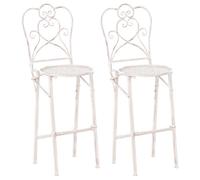 Beliani Set Of 2 Garden Bar Chairs Trieste Folding Metal Light Beige