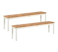 Beliani Set Of 2 Garden Benches Corricella 163 Cm Acacia Wood Brown