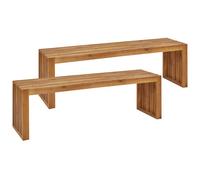 Beliani Set Of 2 Garden Benches Sulzano 150 Cm Acacia Wood Brown