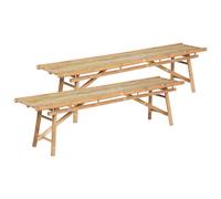 Beliani Set Of 2 Garden Benches Tindari 180 Cm Bamboo Light Brown