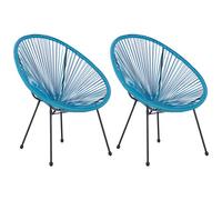 Beliani Set Of 2 Garden Chairs Acapulco Ii Pe Rattan Blue