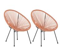 Beliani Set Of 2 Garden Chairs Acapulco Ii Pe Rattan Orange