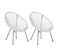 Beliani Set Of 2 Garden Chairs Acapulco Ii Pe Rattan White