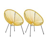 Beliani Set Of 2 Garden Chairs Acapulco Ii Pe Rattan Yellow