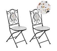 Beliani Set Of 2 Garden Chairs Artena Folding Metal Terrazzo Effect Black