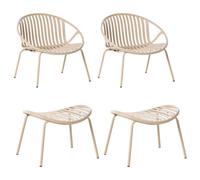 Beliani Set Of 2 Garden Chairs Casperia With Footstool Sand Beige