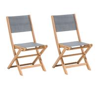 Beliani Set Of 2 Garden Chairs Cesana Acacia Wood Light Brown