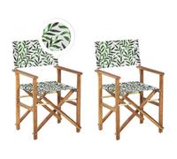 Beliani Set Of 2 Garden Chairs Cine Acacia Wood Grey