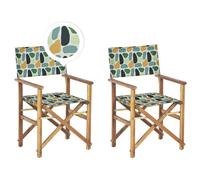 Beliani Set Of 2 Garden Chairs Cine Acacia Wood Multicolour