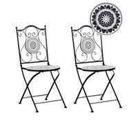 Beliani Set Of 2 Garden Chairs Comiso Folding Metal Black/ White