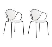 Beliani Set Of 2 Garden Chairs Ikaria Metal Off-White