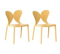 Beliani Set Of 2 Garden Chairs Larissa Stacking Yellow