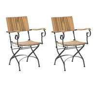 Beliani Set Of 2 Garden Chairs Lascari Acacia Wood Light Brown