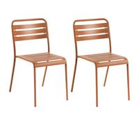Set of 2 Garden Chairs LEFKADA Metal Brown