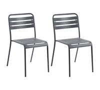 Set of 2 Garden Chairs LEFKADA Metal Dark Grey