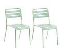 Beliani Set Of 2 Garden Chairs Lefkada Metal Green
