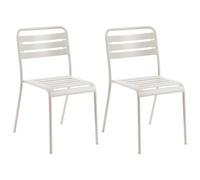 Beliani Set Of 2 Garden Chairs Lefkada Metal Light Beige