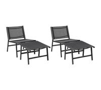 Set of 2 Garden Chairs MARCEDDI with Footstool Metal Black