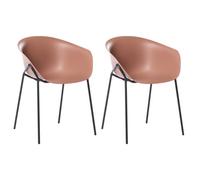 Set of 2 Garden Chairs METEORA Synthetic Material Brown