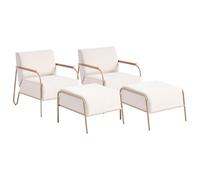 Set of 2 Garden Chairs NIMIS with Ottoman Light Beige