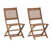 Beliani Set of 2 Garden Chairs PARAGGI Certified Acacia Wood Dark Brown