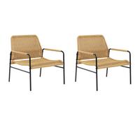 Beliani Set of 2 Garden Chairs PRASIMO PE Rattan Natural