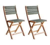 Beliani Set Of 2 Garden Chairs Prossedi Folding Acacia Wood Green