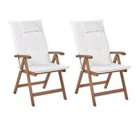 Set of 2 Garden Chairs with Cushions AMANTEA Acacia Wood Off-White