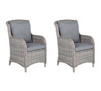 Beliani Set of 2 Garden Chairs with Cushions CASCAIS PE Rattan Grey, Grey