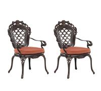 Beliani Set Of 2 Garden Chairs With Cushions Lizzano Metal Dark Brown