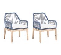Beliani Set Of 2 Garden Chairs With Cushions Olbia Navy Blue