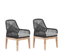 Set of 2 Garden Chairs with Cushions OLBIA Synthetic Material Black