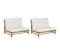 Beliani Set Of 2 Garden Chairs With Cushions Todi Bamboo Off-White