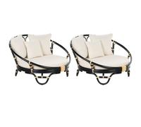 Beliani Set Of 2 Garden Daybeds Rossano Rattan Black