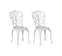 Beliani Set of 2 Garden Outdoor Vintage Dining Chairs Off-White Aluminium Bistro Triora