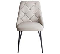 Beliani Set Of 2 Grey Faux Leather Diamond Button Tufted Dining Chairs - Modern Upholstered Dining Seating