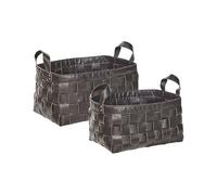 Beliani Set of 2 Baskets SIPPAR Faux Leather Dark Brown, Brown