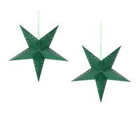 Beliani Set Of 2 Hanging Decorations Led Motti Star 45 Cm Emerald Green