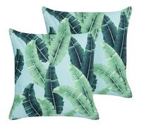 Beliani Set Of 2 Outdoor Cushions Boissano Plant Pattern 45 X 45 Cm Green