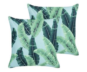 Beliani Set Of 2 Outdoor Cushions Boissano Plant Pattern 45 X 45 Cm Green