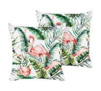 Beliani Set Of 2 Outdoor Cushions Ellera Animal Pattern 45 X 45 Cm Green