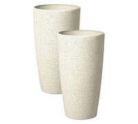 Beliani Set Of 2 Plant Pots Abdera 23cm Light Beige