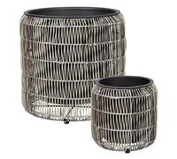 Beliani Set Of 2 Plant Pots Brodiea 26/45 Cm Pe Rattan Light Brown
