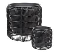 Beliani Set Of 2 Plant Pots Brodiea Pe Rattan 26/45 Cm Black