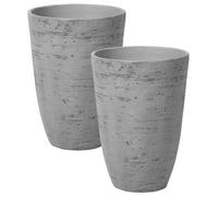 Beliani Set Of 2 Plant Pots Camia 35 Cm Grey