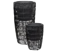 Set of 2 Plant Pots CHELONE PE Rattan Black