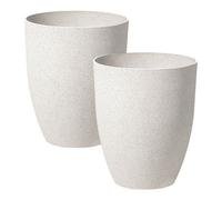Beliani Set Of 2 Plant Pots Croton 43 Cm Off-White