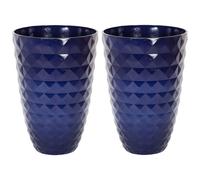 Beliani Set Of 2 Plant Pots 42 Cm Navy Blue Feriza